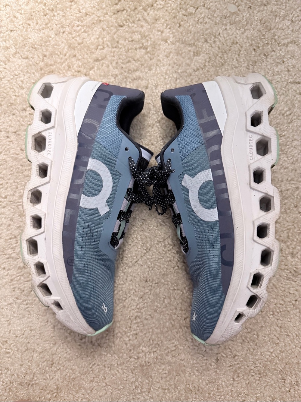 On Running Kids Cloudmonster Sneakers in Blue and White